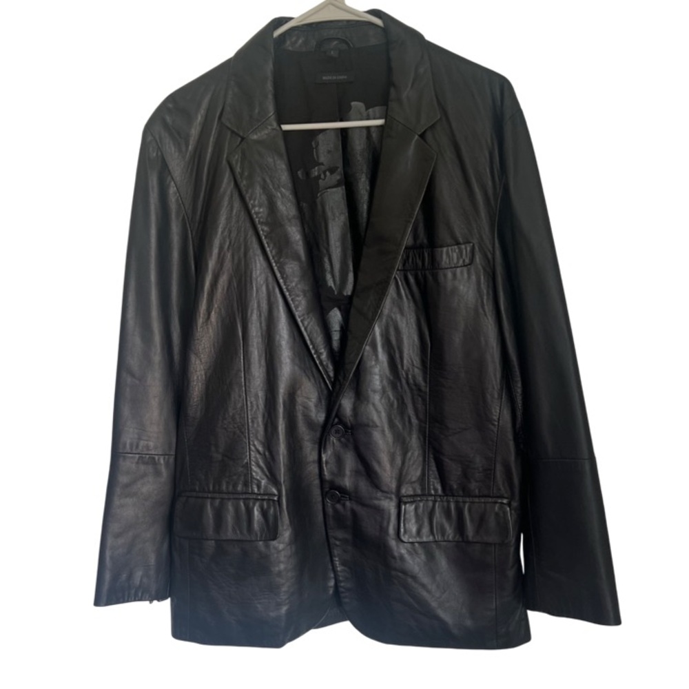 Vintage Y2K Rare Dirty English Juicy Couture Men's Black Leather Blazer Large